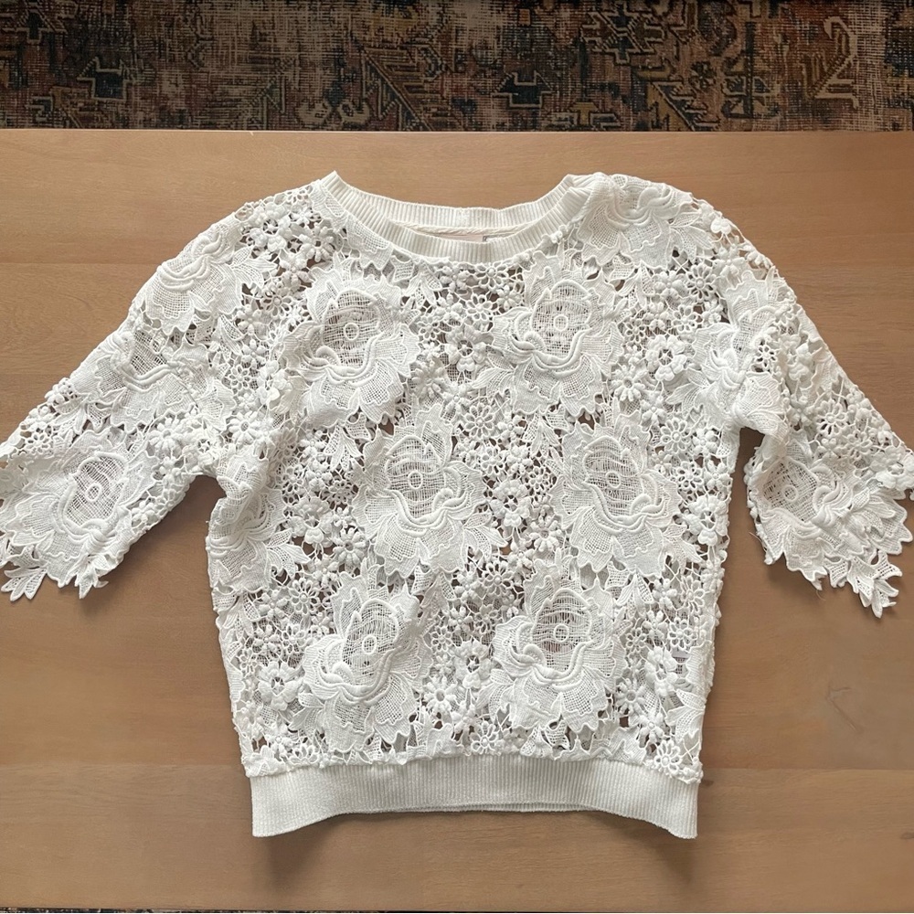 Anthropologie Dolan White Lace Blouse - Picture 3 of 11